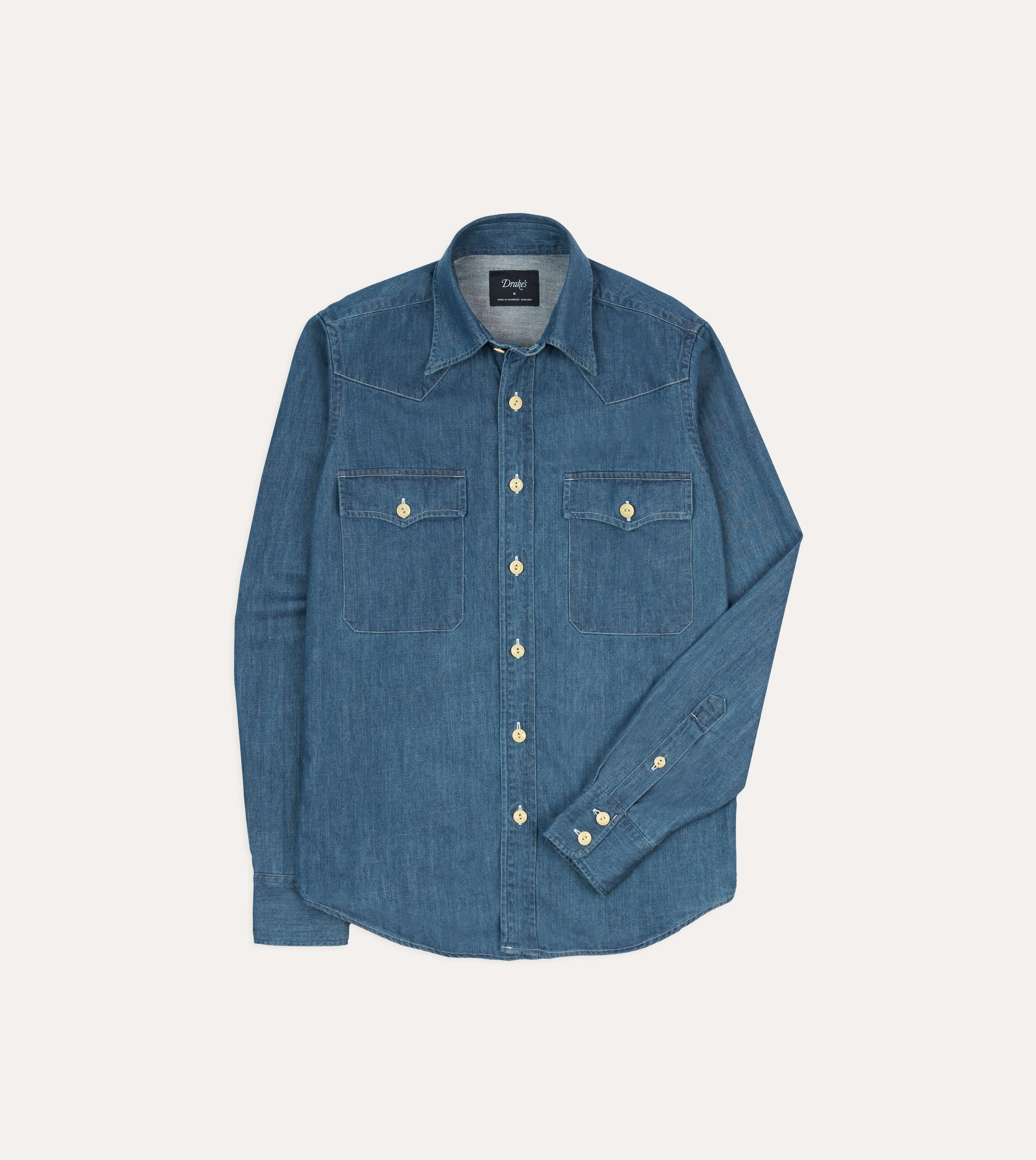 Night Out Stone Wash Denim Two-Pocket Western Shirt