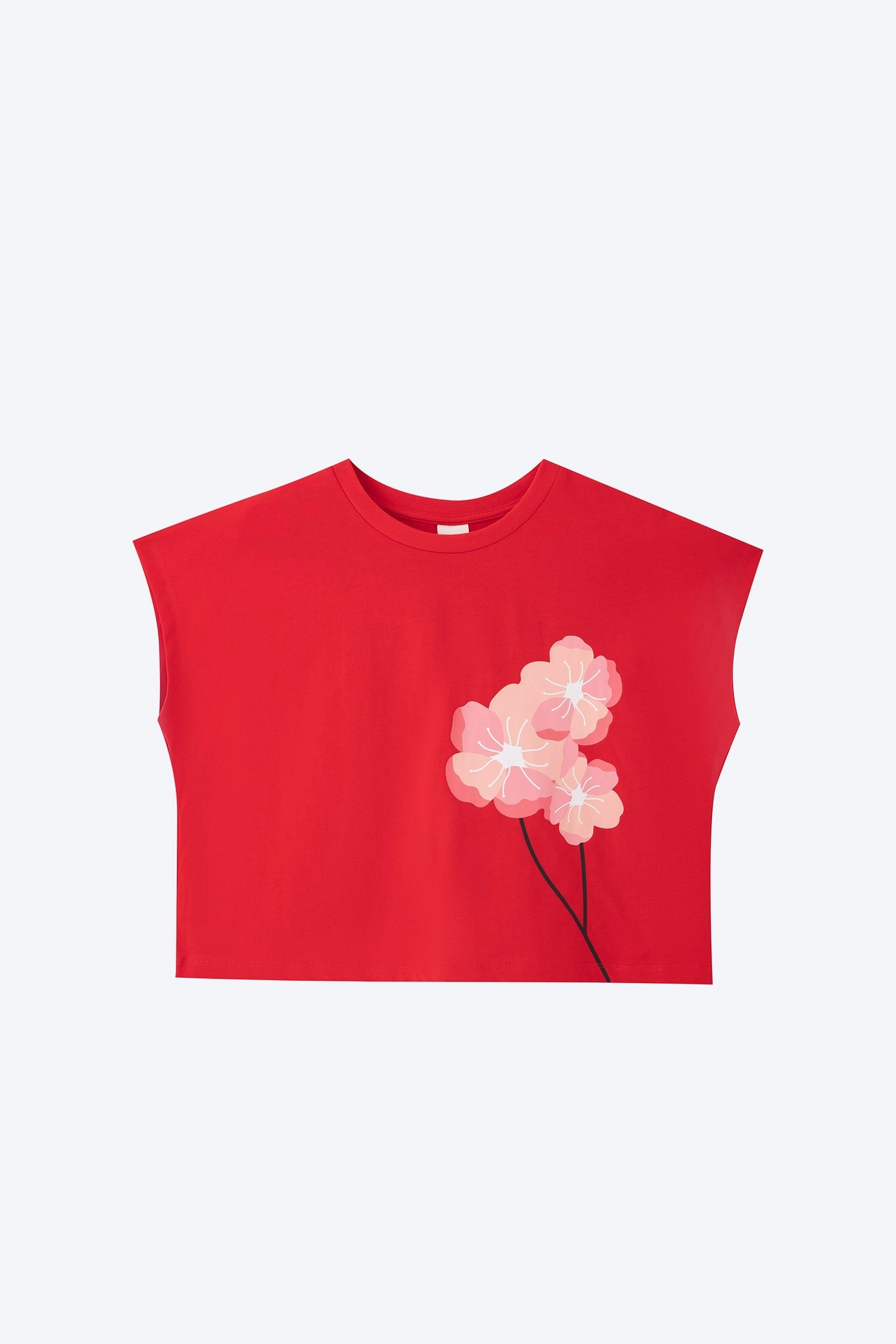 Blossom Cap Sleeve Tee - Red [AT] City Smart Look Street Smart Look