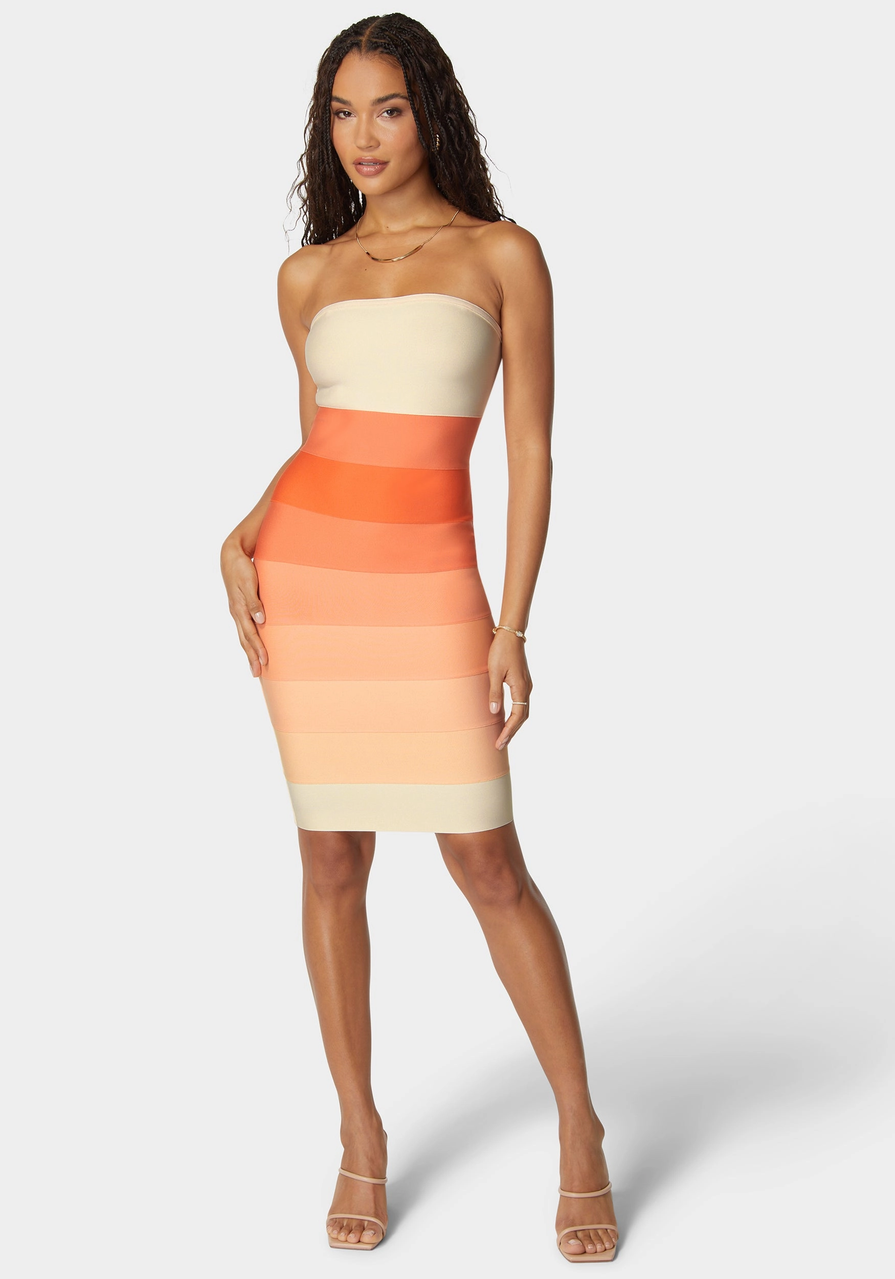 Strapless Colorblock Bandage Midi Relax Form