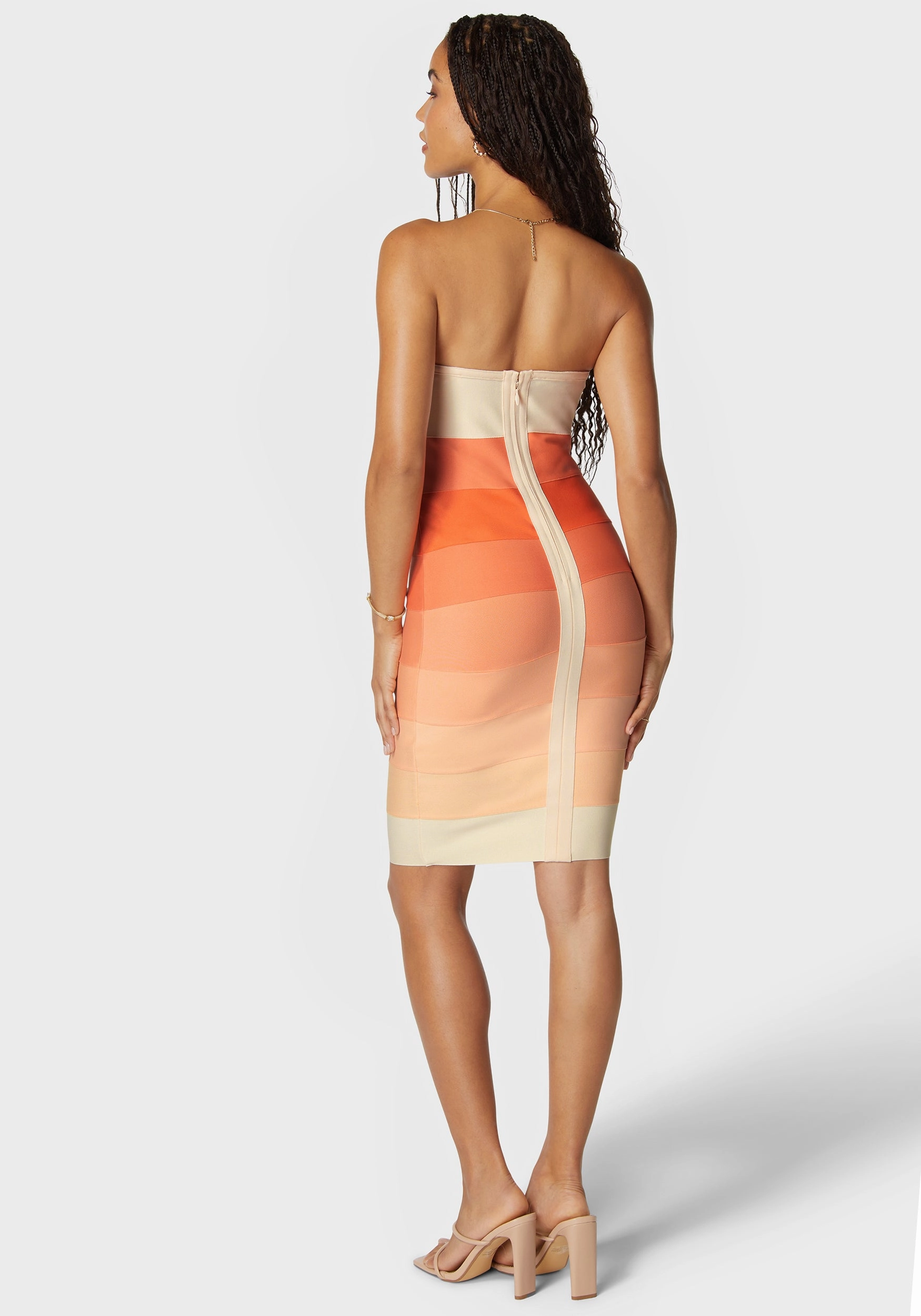 Fall Layer Strapless Colorblock Bandage Midi