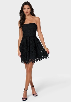 Flattering Design Strapless Lace Cupcake Dress