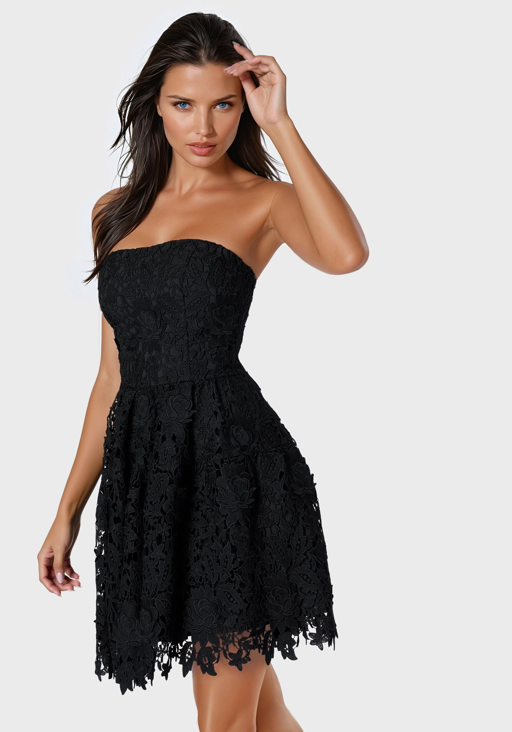 Strapless Lace Cupcake Dress Street Mode Vibrant Layer