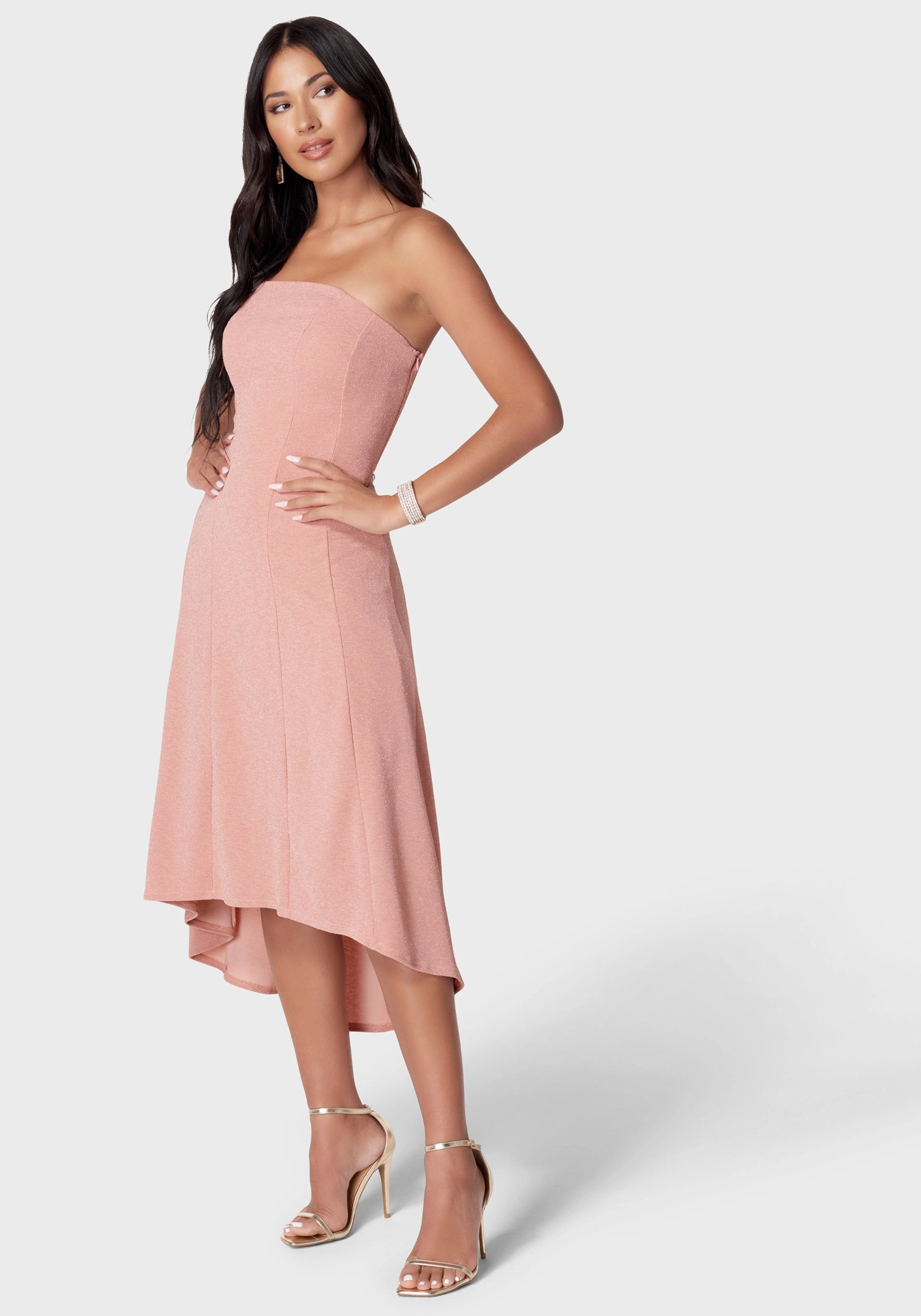 Elegant brunch outfit Strapless Midi Flare Dress