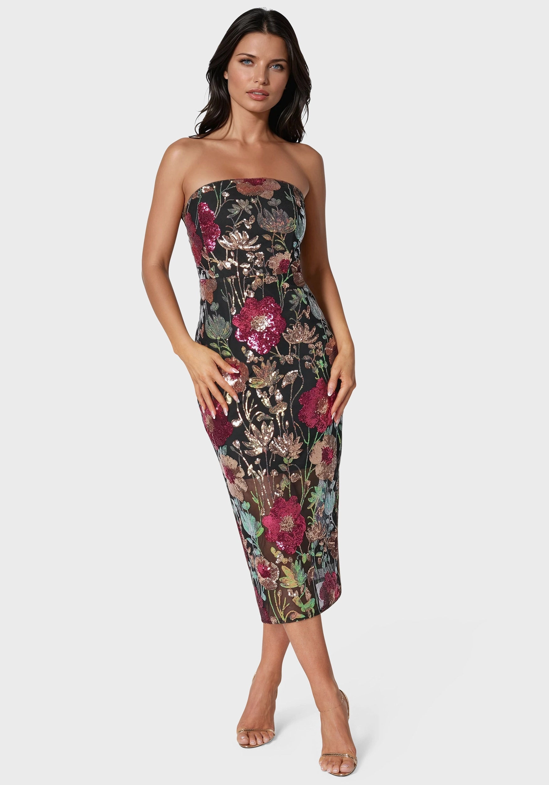 Strapless Sequin Midi Dress Comfy and Elegant