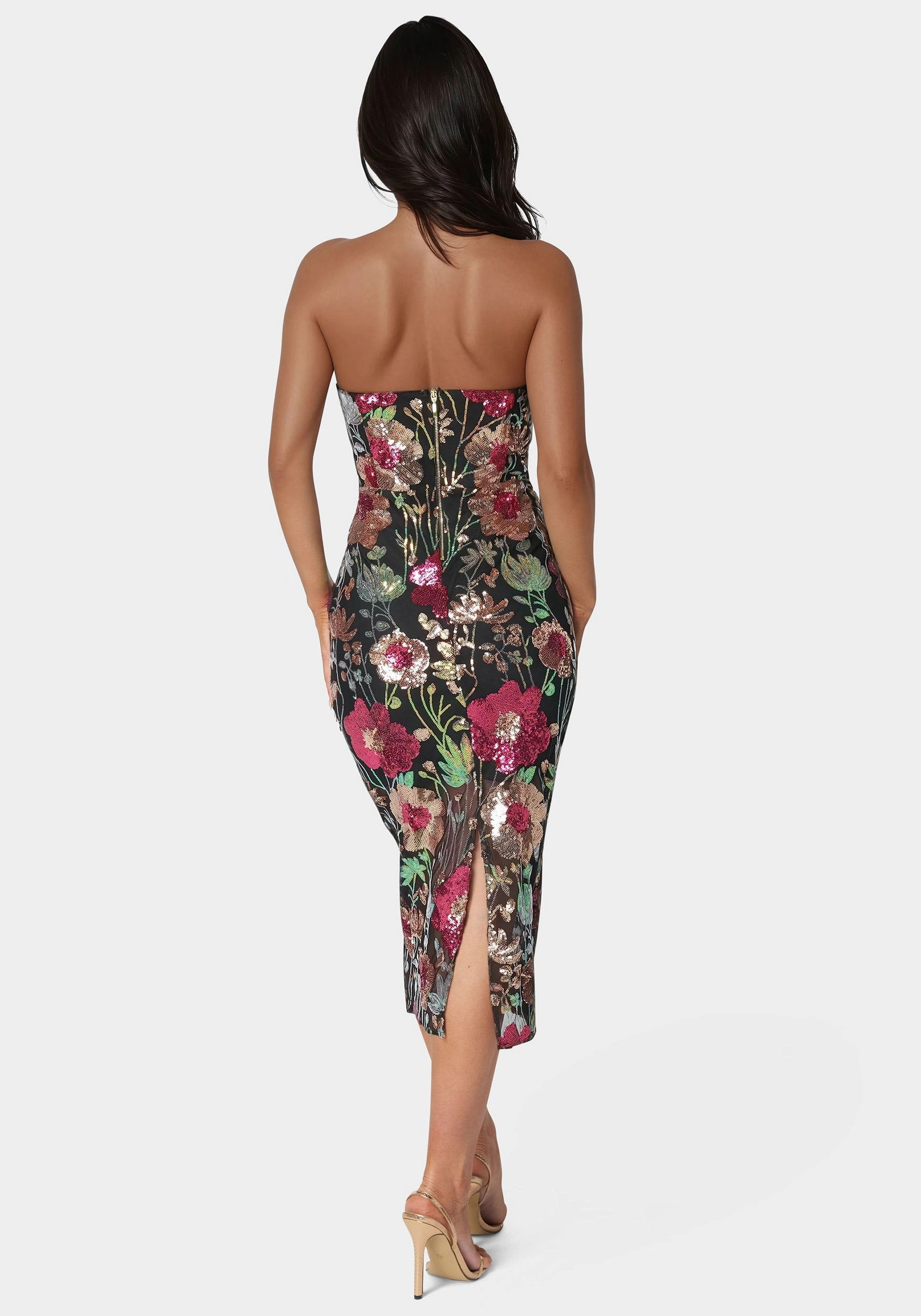 Must Have Pure Elegance Strapless Sequin Midi Dress