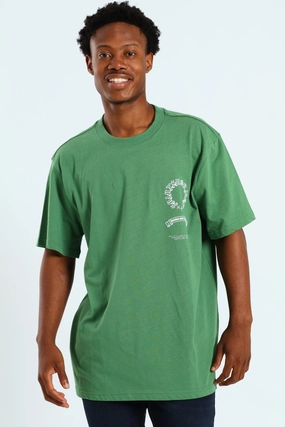 AntiStaticFinish Puff Embroidered Front & Back Print Tee - Green