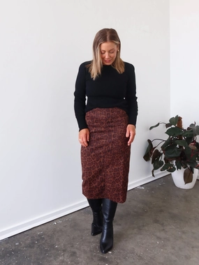 Shirred Back Avalie Skirt - Leopard Print