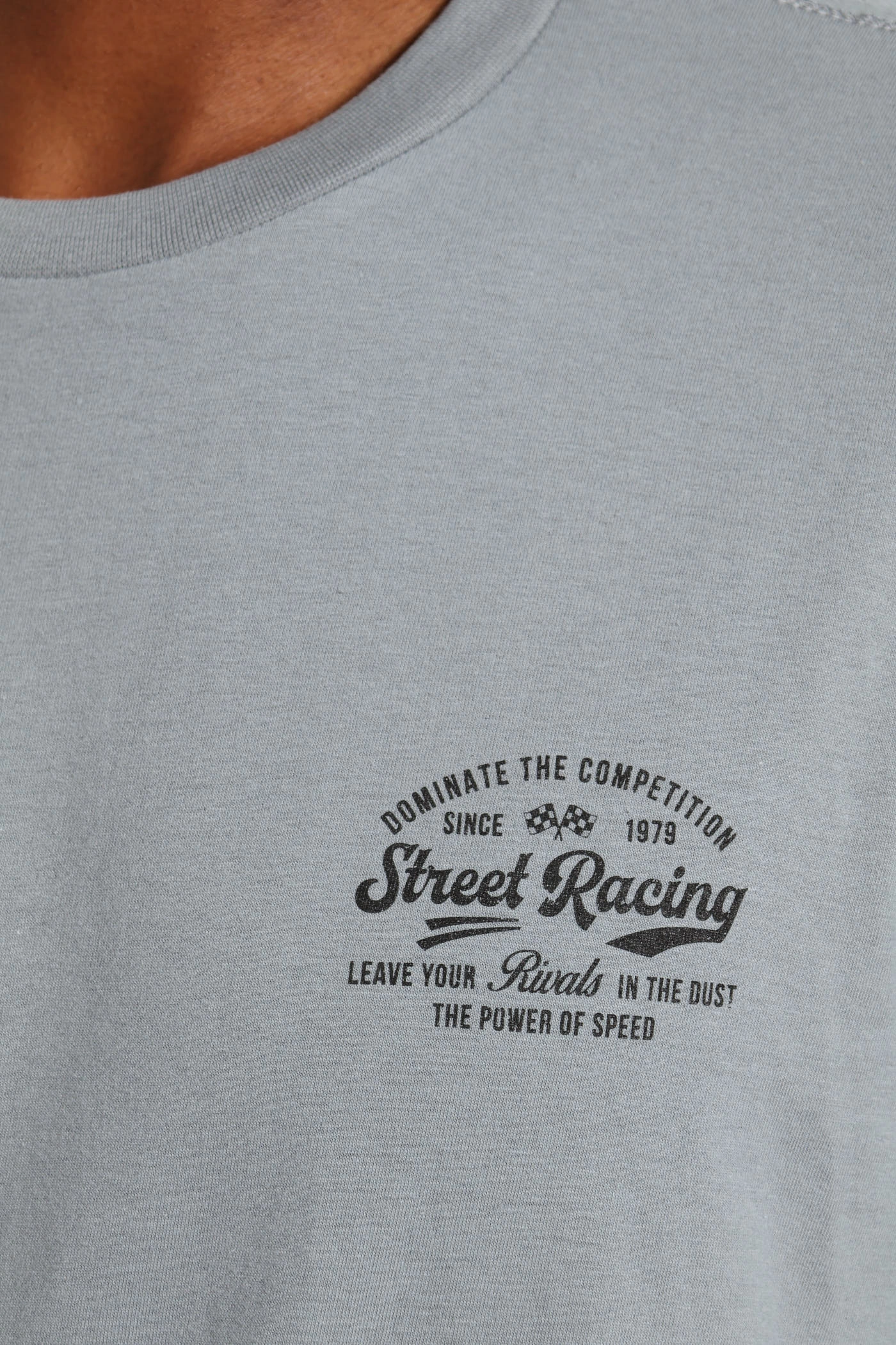 Light and Breathable Street Racing Front & Back Tee - Grey Melange