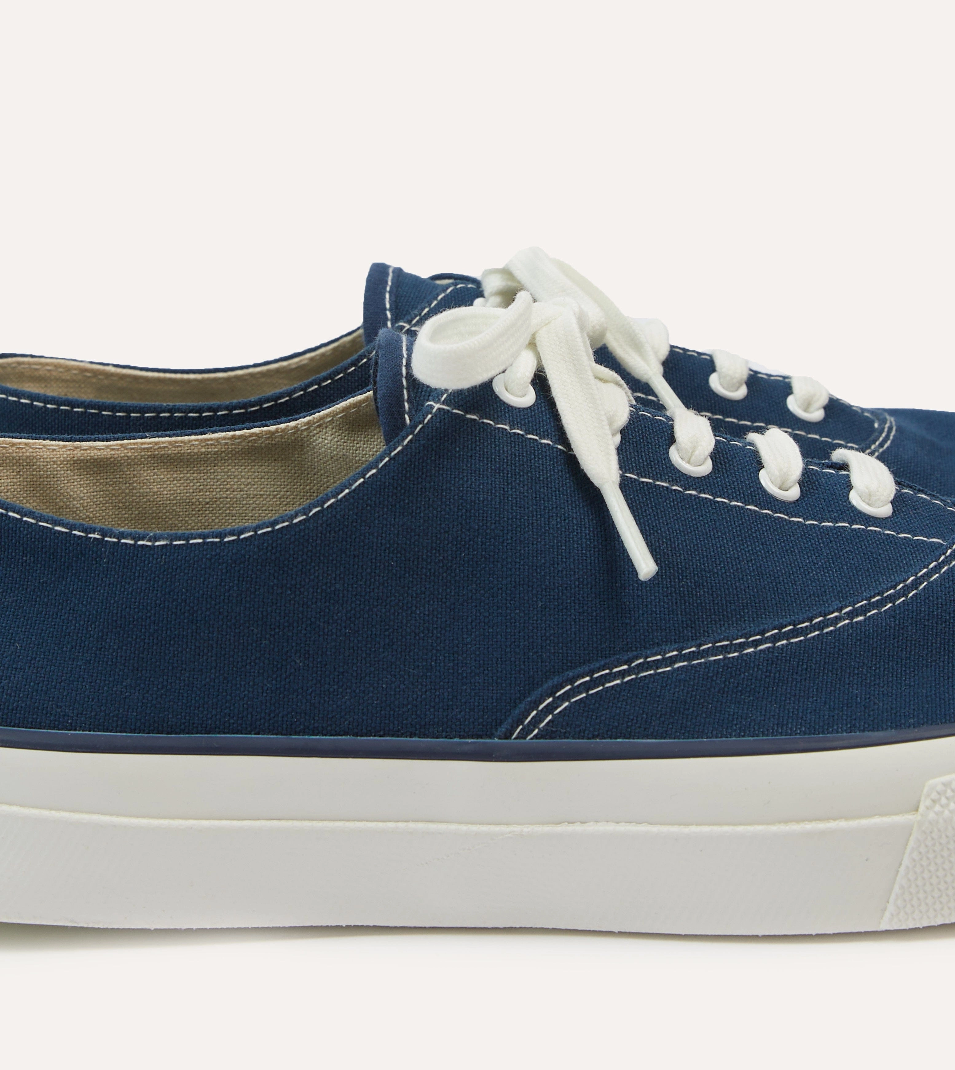anti - slip outsole Every Step Wakouwa by Anatomica Navy Cotton Canvas Oxford Trainers