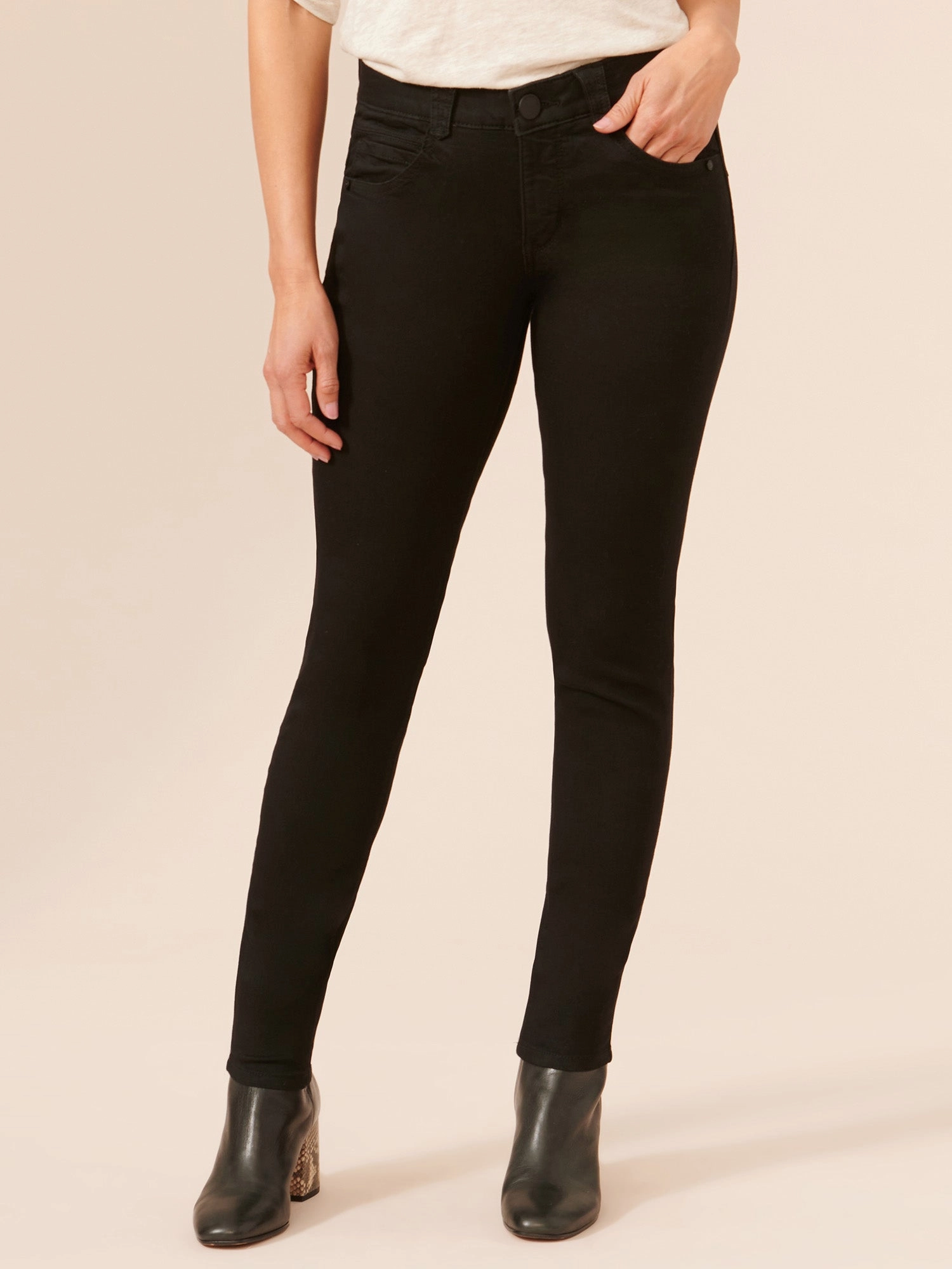 Work Ready Soft Stretch Black Denim "Ab"solution? Booty Lift Jegging