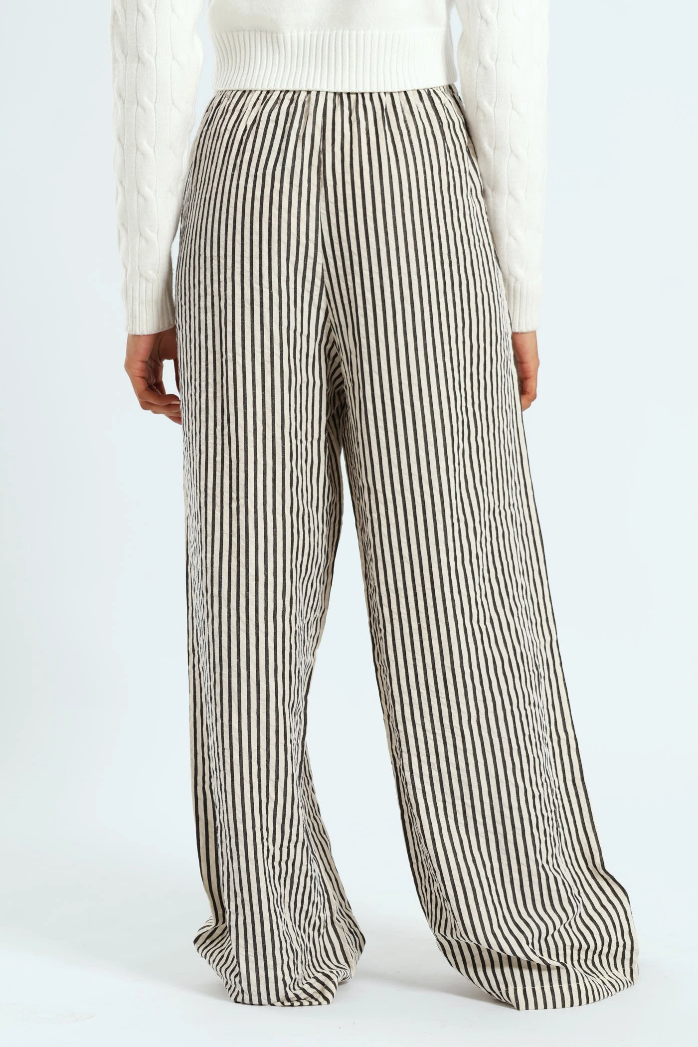 No Wrinkle Stripe Pant - Black/White