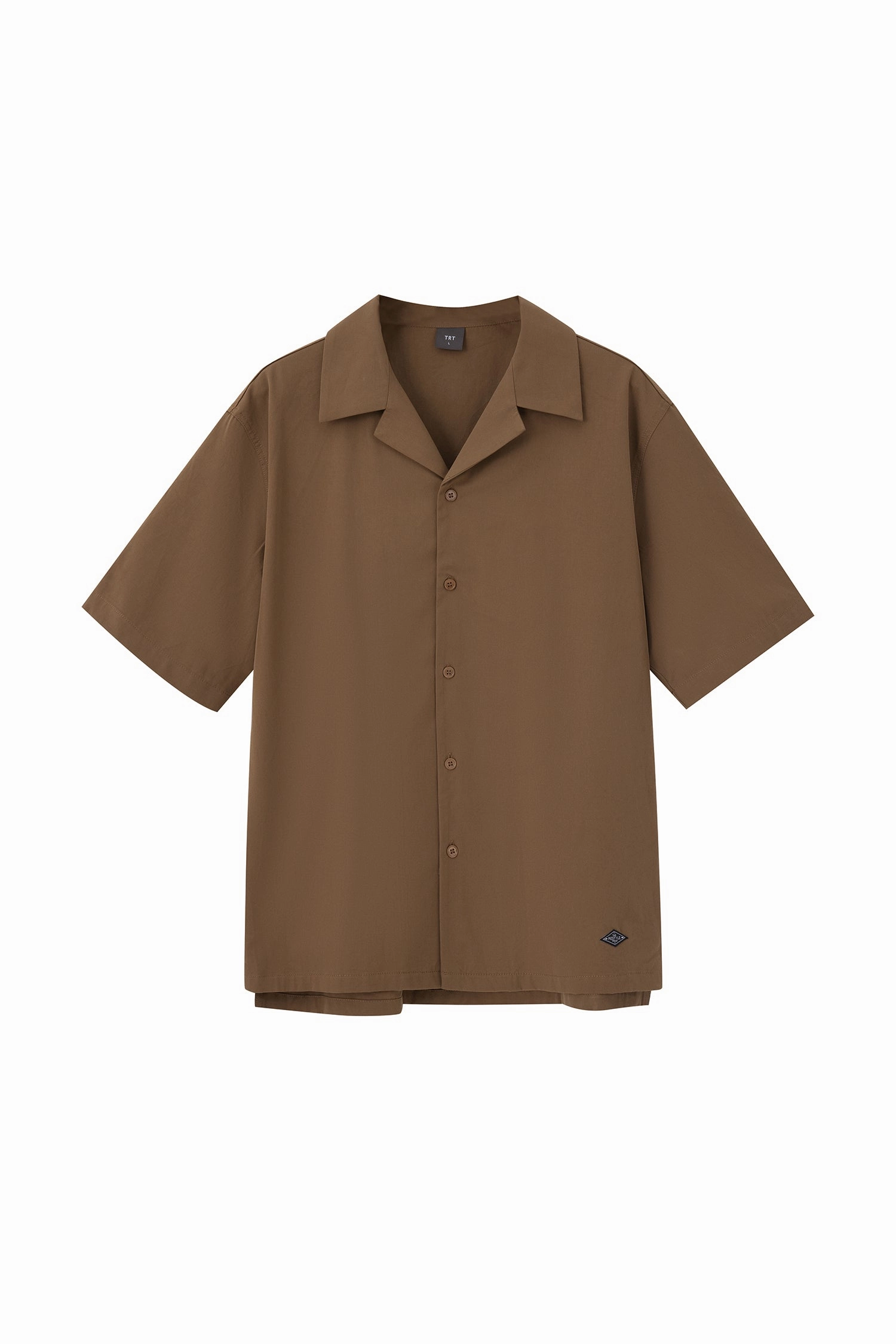 Textured Surface Open Collar Top - Coffee