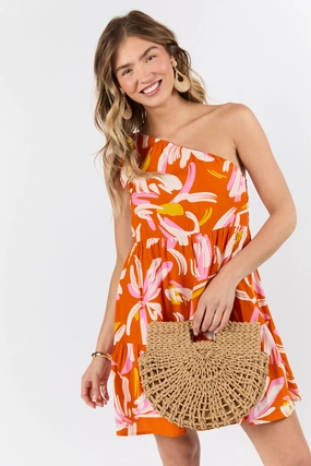 Walking On Sunshine Floral Printed One Shoulder Dress FINAL SALE All Wear
