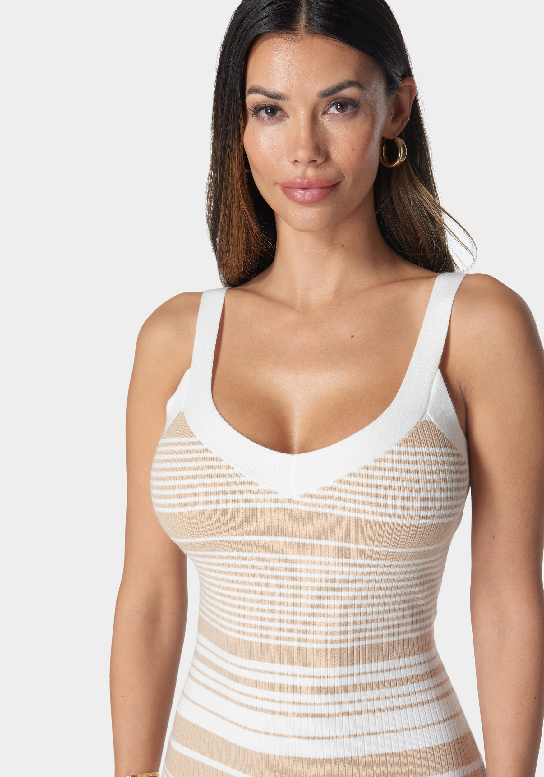 Striped Sweater Midi Dress Lounge Style Warm Touch