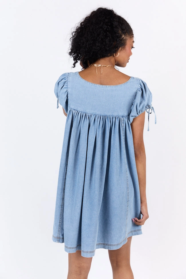Mood Comfort All-Purpose Comfort Meet Me Later Chambray Short Sleeve Swing Dress SALE