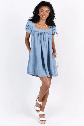 Meet Me Later Chambray Short Sleeve Swing Dress SALE Modern Soft