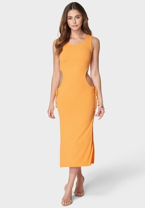 Tie Side Cutout Slit Dress Relaxed and Effortless Clean Chic