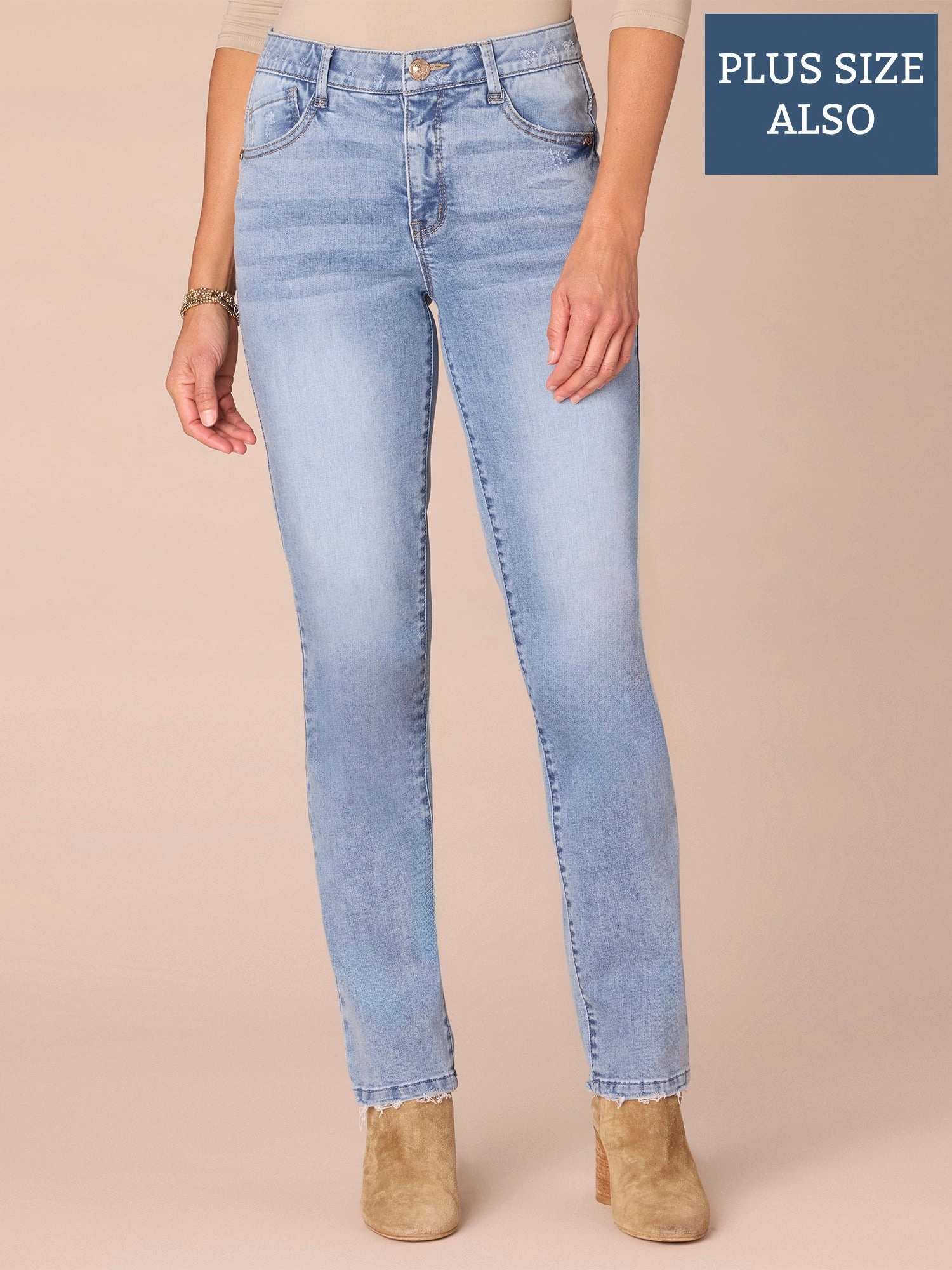 "Ab"solution? High Rise Vintage Plus Size Straight Leg Jeans Stylish Touch Body Fit Ready