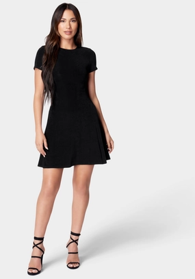 Trend Texture Bishop-Sleeve Slinky T Shirt Dress