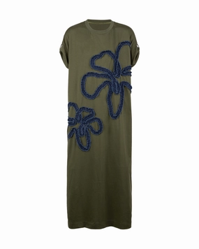 Cap-Sleeve Summer Cool Tee - Denim & Chiffon Tape Big Floral Dress