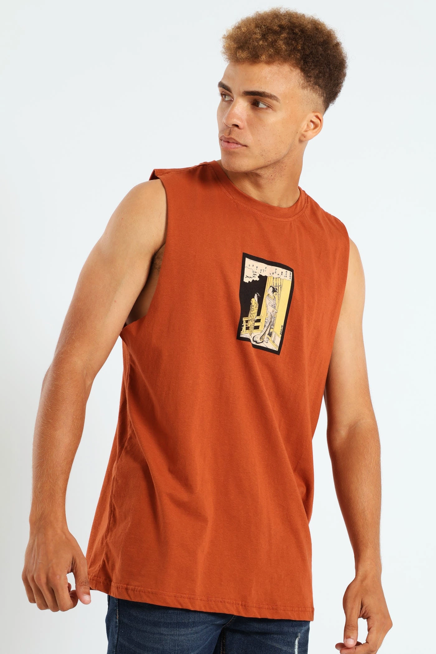 Japanese Muscle Hugger Tee - Rust Office Wear