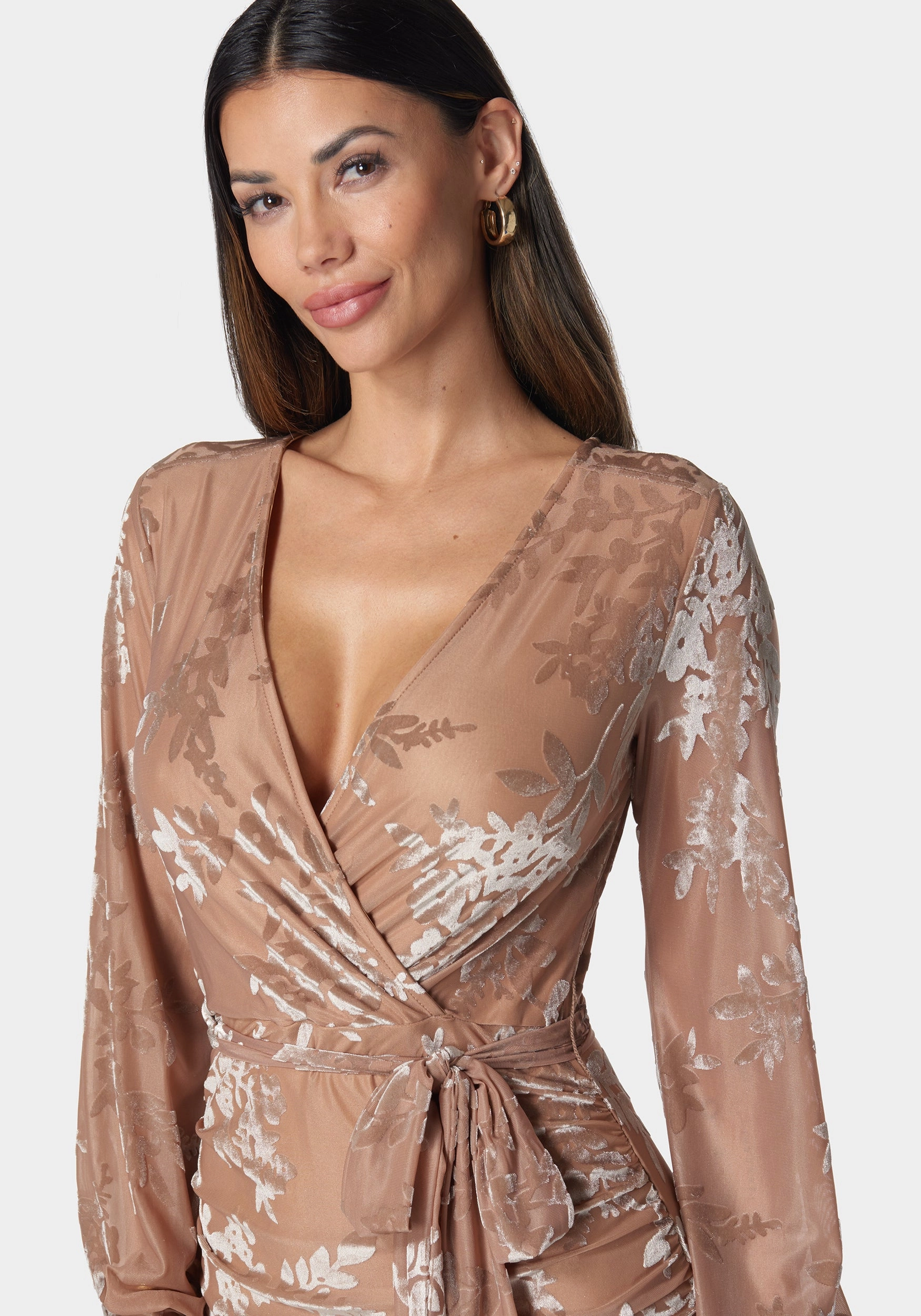 Daily Silhouette Surplice Burnout Mini Dress