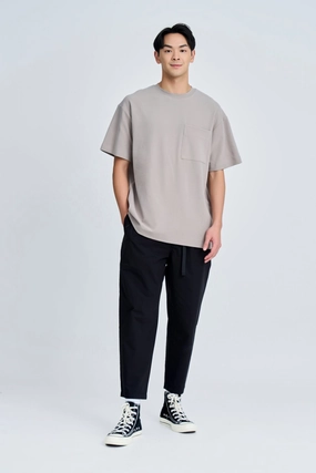 HighNeckCut CompressionFit (C) Oversized Waffle Jersey Tee - Taupe [AT]