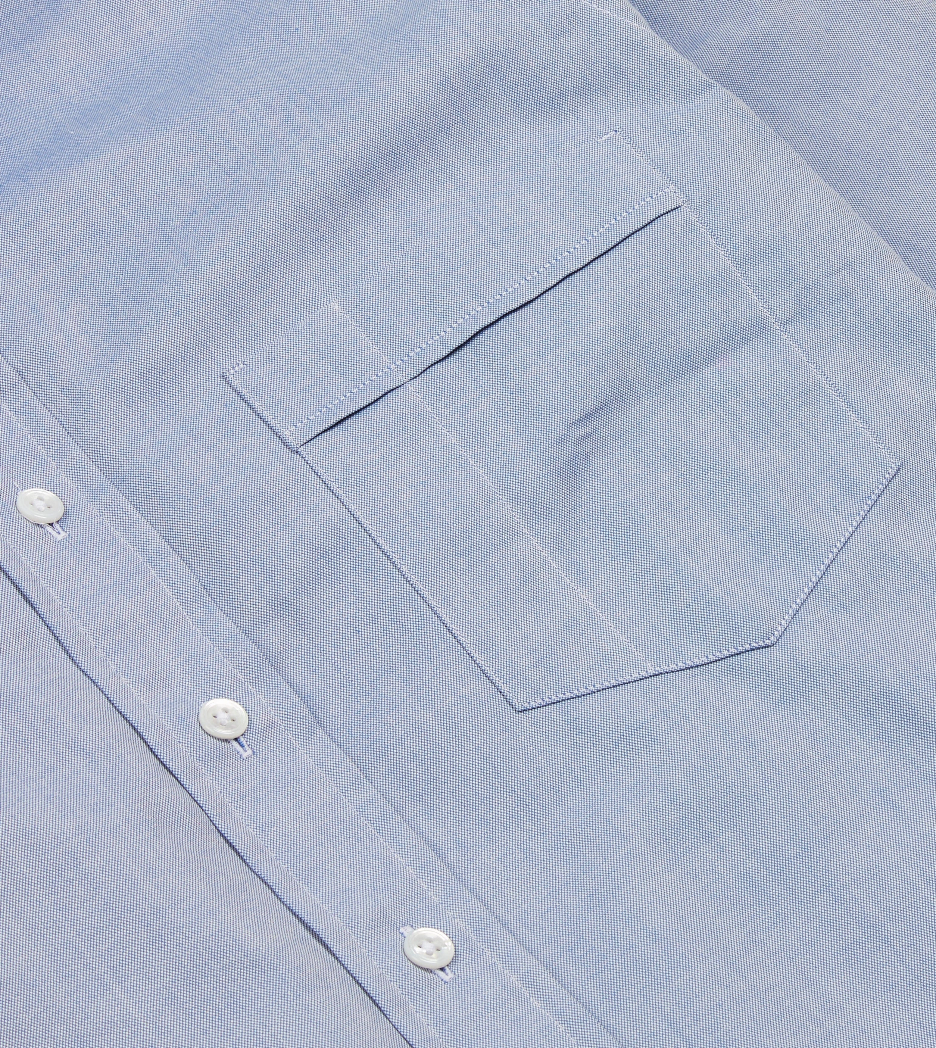 Summer Fashion Handcrafted Detail Navy Pinpoint Oxford Cotton Cloth Button-Down Shirt