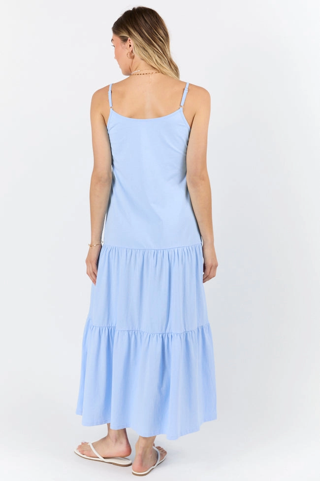 Urban Classic Sweet Melodies Blue Ribbed Knit Maxi Dress FINAL SALE