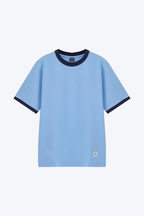 (A) Relaxed Fit Tee With Vacay Label - Sky Blue Non Restrictive Mobility
