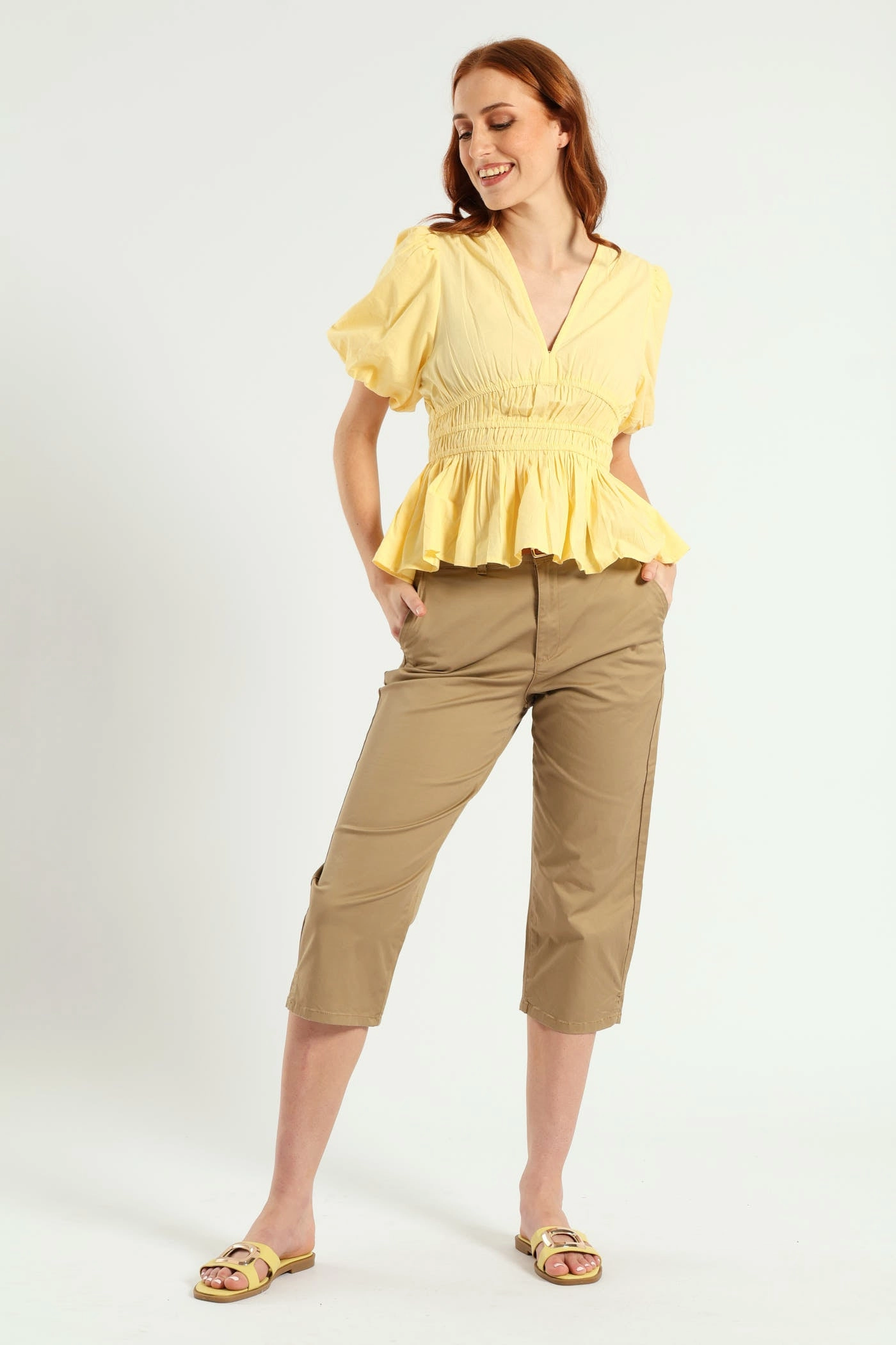 Belted Sateen Chino Capri Shorts - Light Stone Zero Chafe Construction Summer Essential