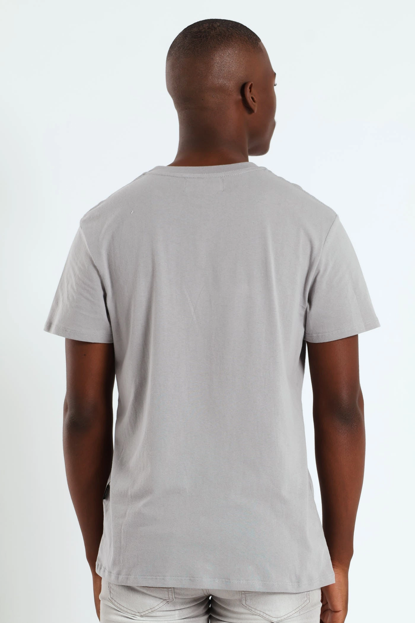 Basic Print T-Shirt - Light Grey Set In Sleeve