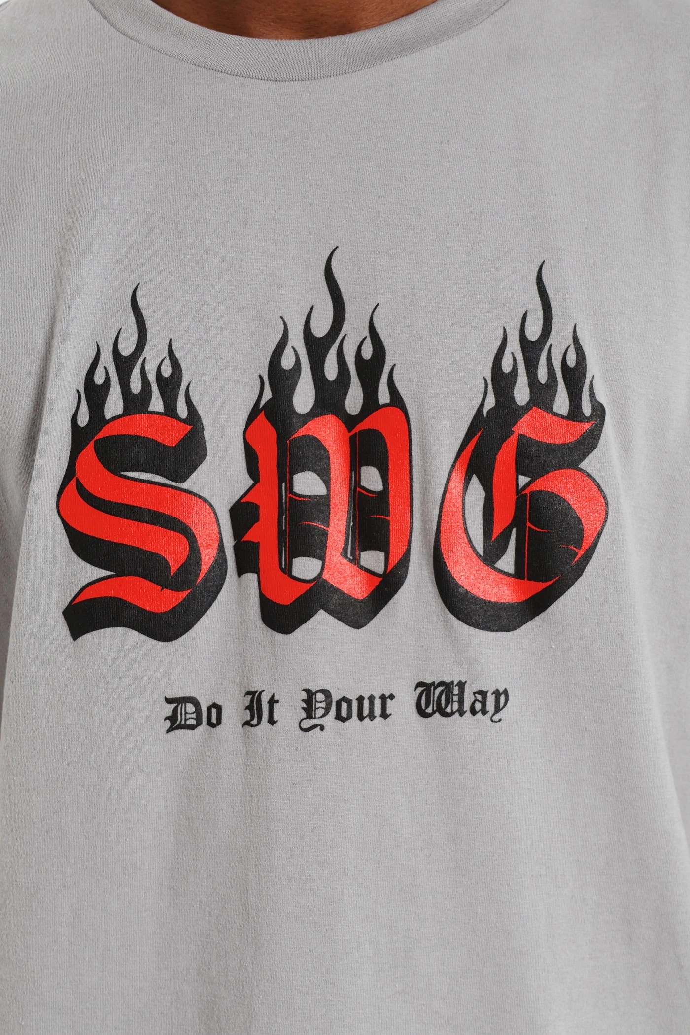 Basic Print T-Shirt - Light Grey Leisure Wear