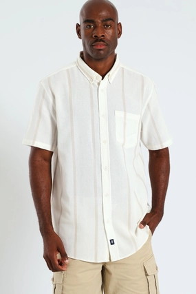Button Down Surface Stripe Shirt - Off White handmade touch
