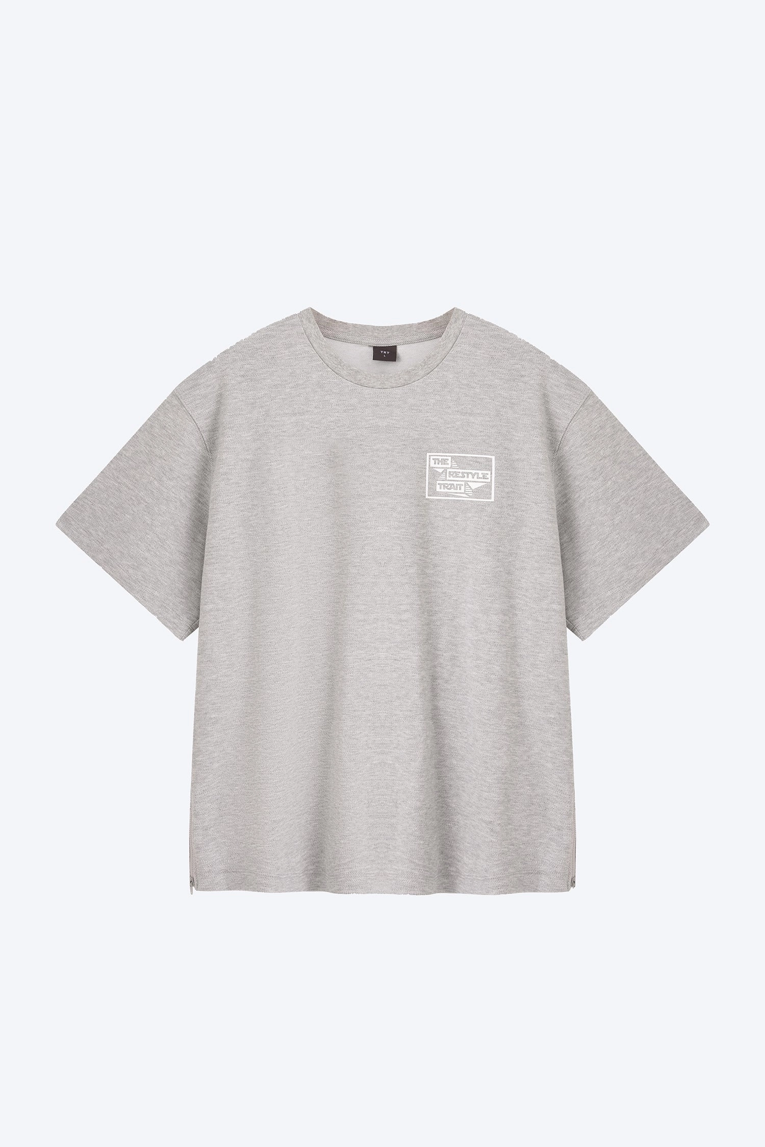 WrinkleResistantWeave Twill Jersey Boxed Logo Tee - Heather Grey [AT]