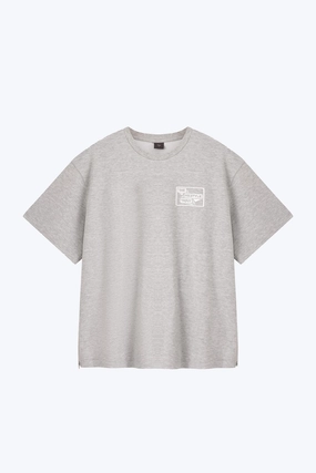Twill Jersey Boxed Logo Tee - Heather Grey [AT] QuickReleaseFastenings LowImpact Dye Process