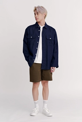 Grid Back Panel (A) Classic Regular-Fit V-Neck Tee