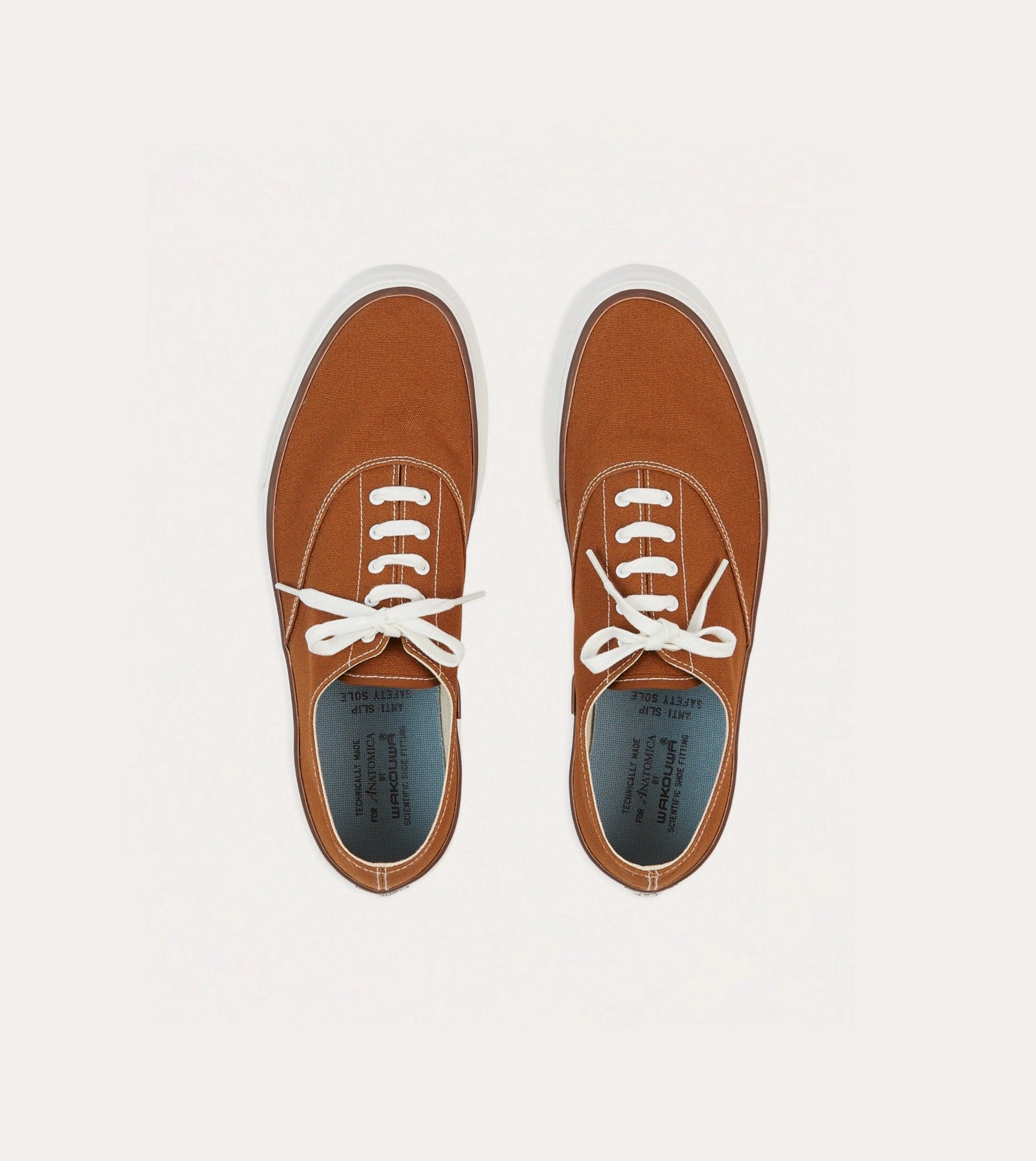 Comfortable Collar Padding Wakouwa by Anatomica Brown Cotton Canvas Oxford Trainers