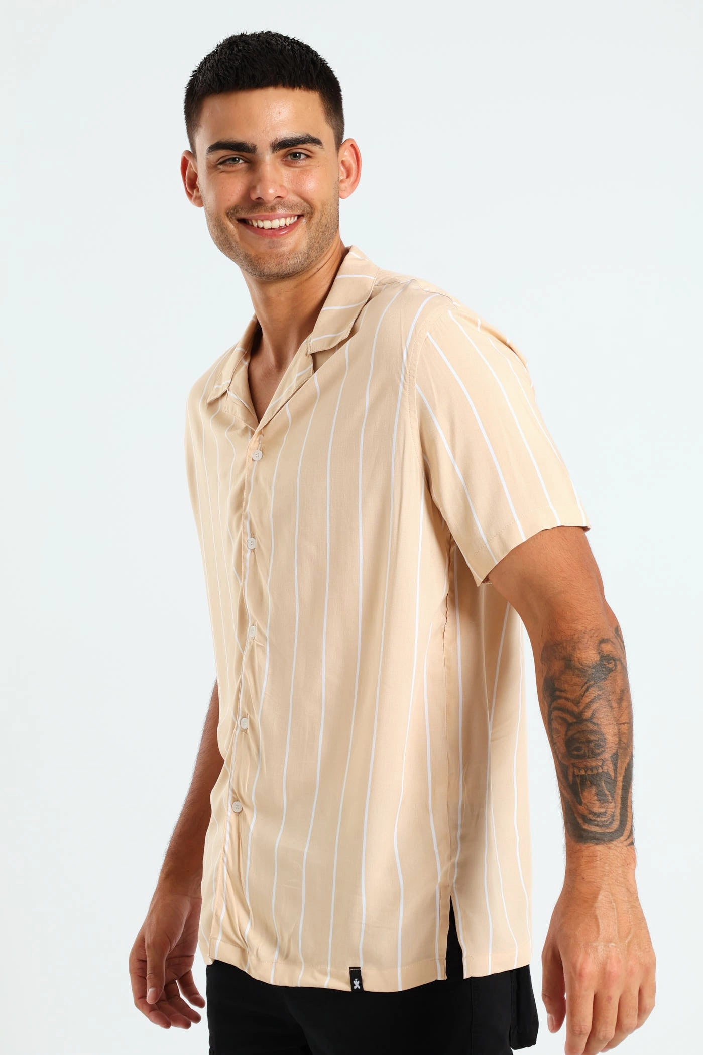Sleek Design Odor-resistant Thin Stripe Shirt - Stone