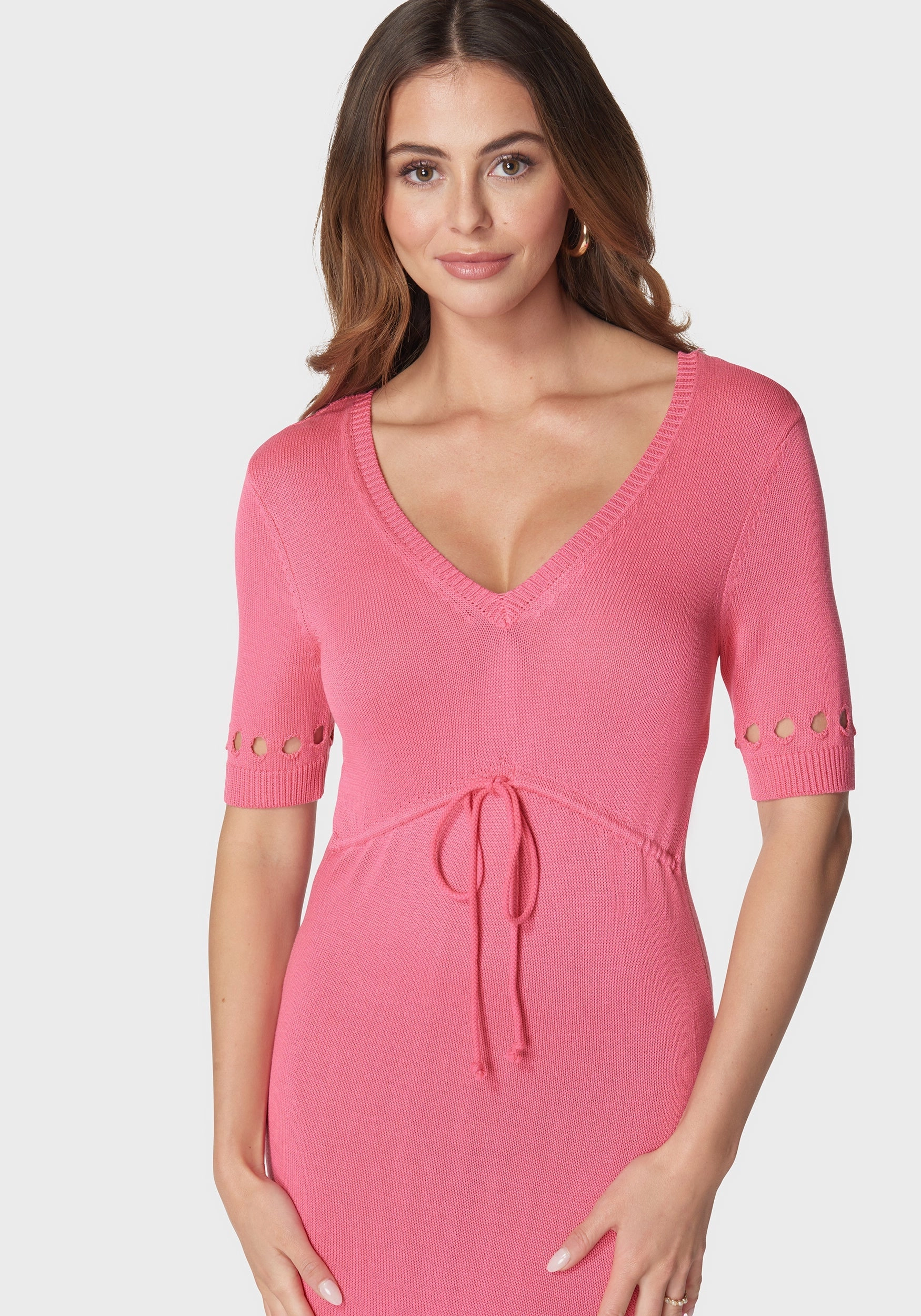 Tie Front Cutout Crochet Midi Dress Comfy and Chic