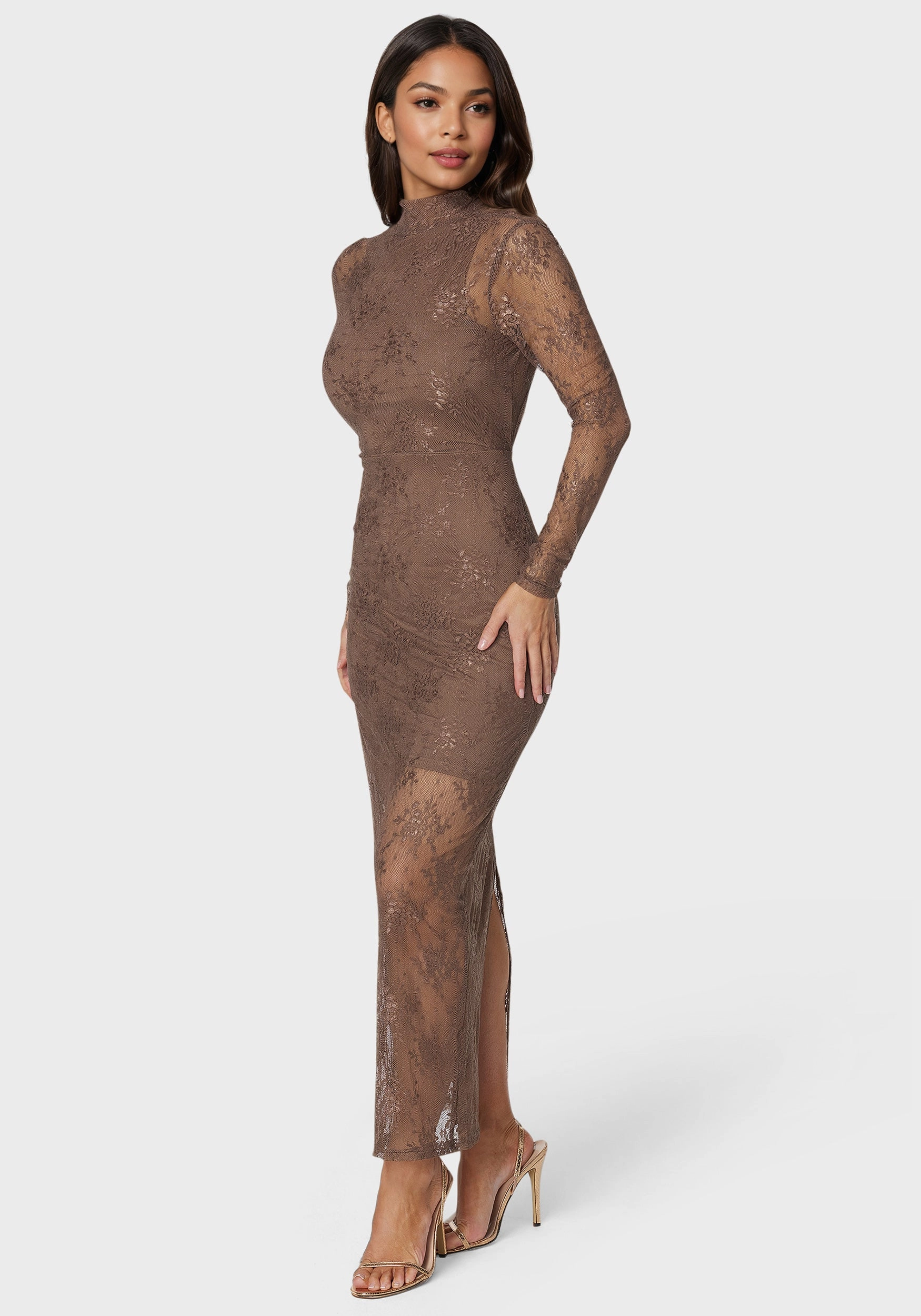 Cozy Vibe Soft Mesh Illusion Lace Maxi Dress