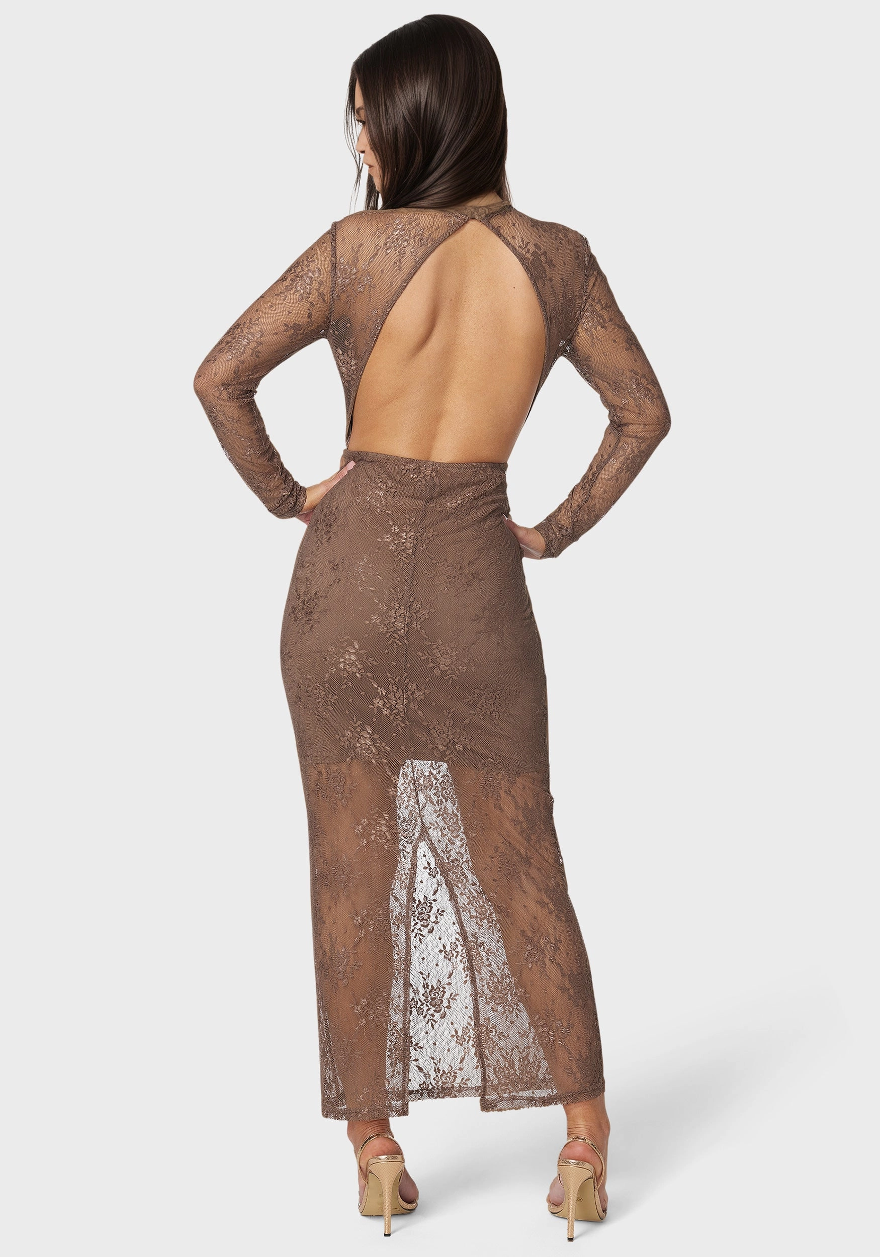 Nature Glow Illusion Lace Maxi Dress