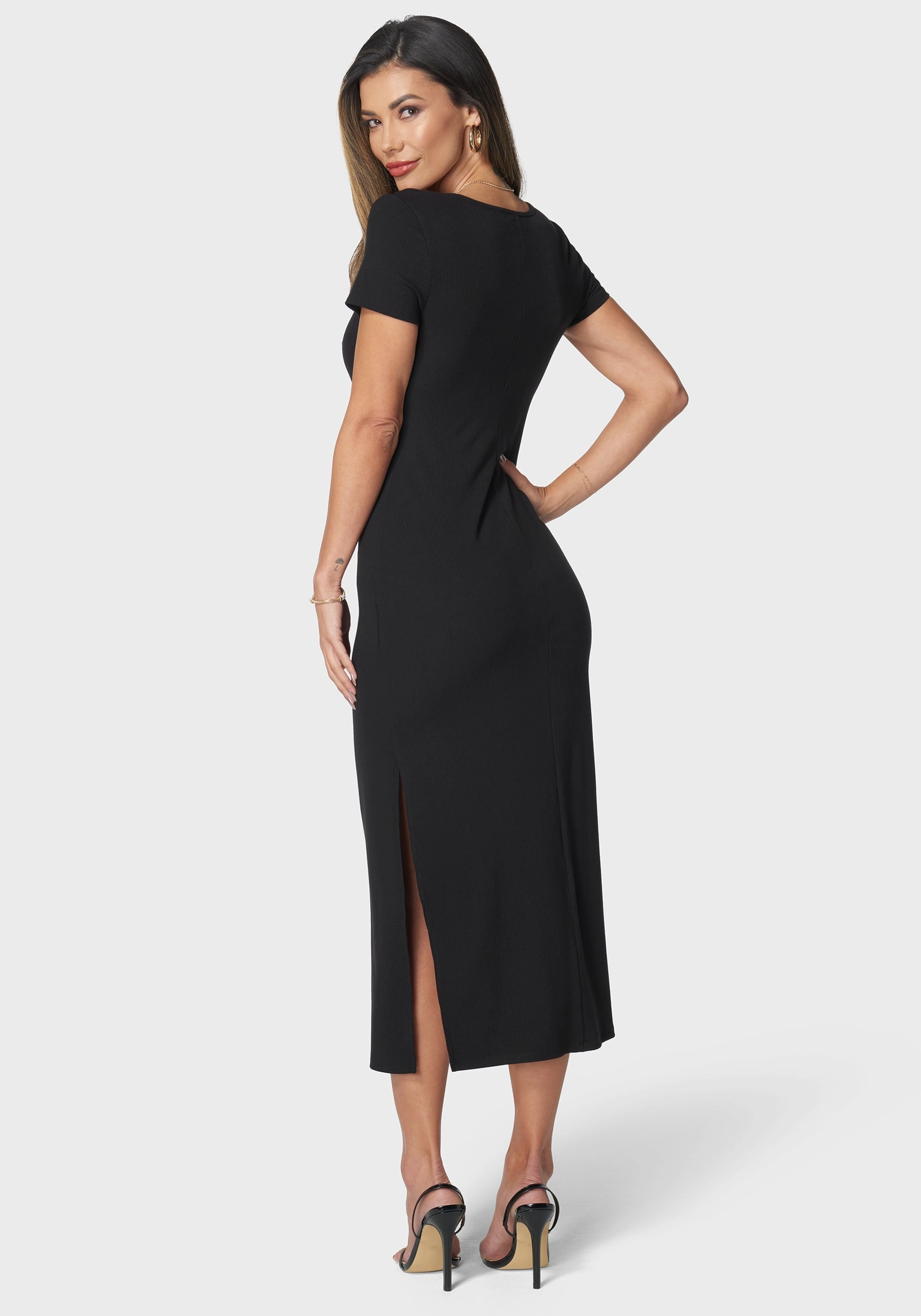 Lightweight Sheer Layer Square Neck Maxi T-Shirt Dress