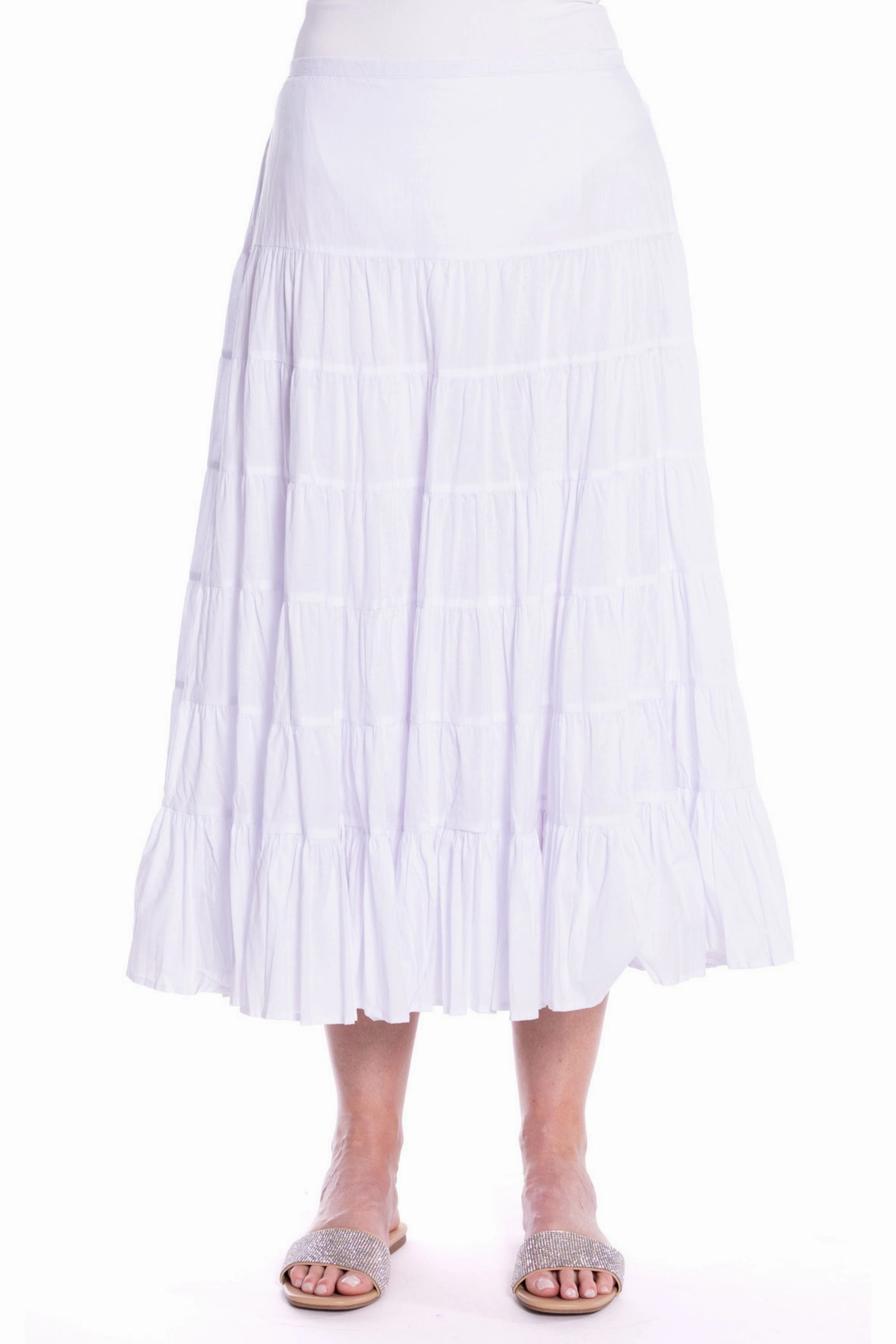 VOILE TIERED SKIRT - CLM486 Diagonal Slit Twist Knot Details