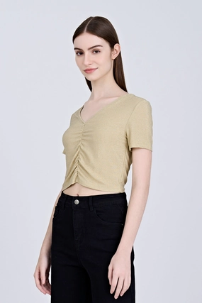 Ultimate Comfort Shimmer Ruche Tee - Shimmer Gold [AT]