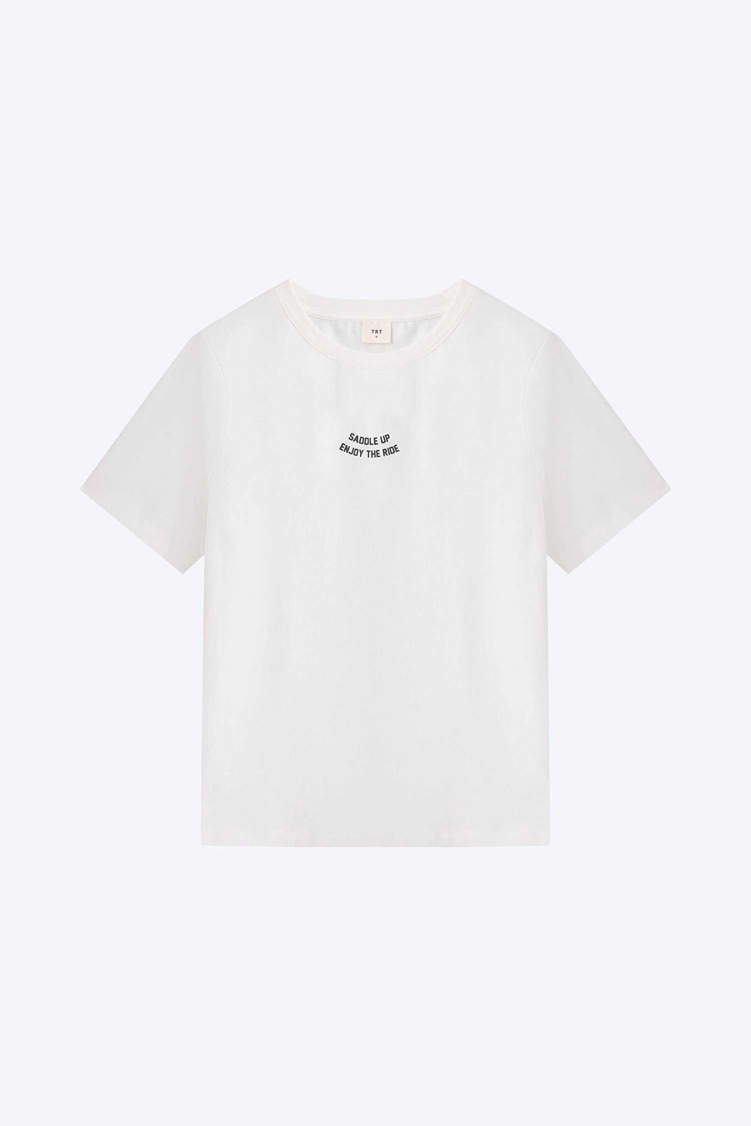 Heather Texture Finish MinimalistDesign Text Print Tee - Cream