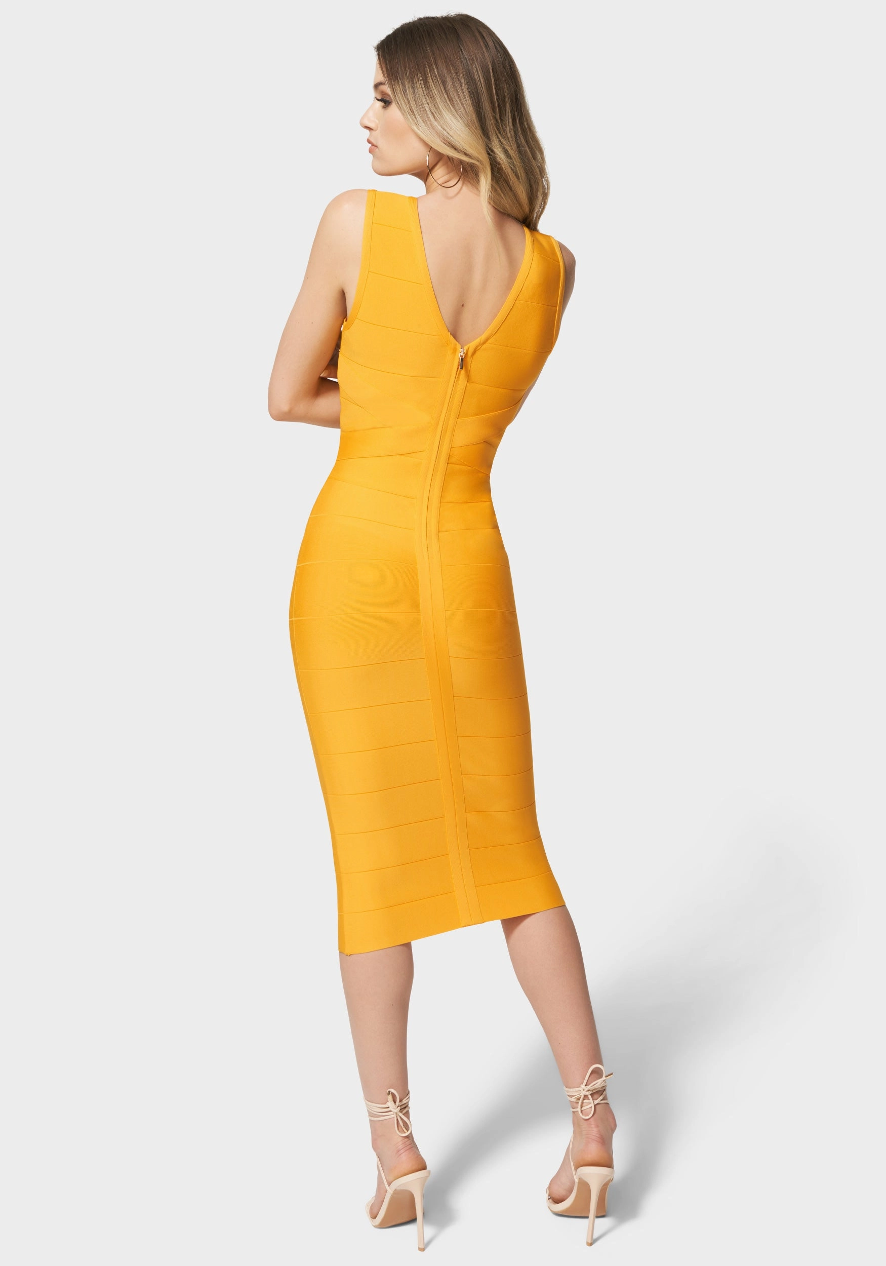 Glossy Detail Winter Layer Bandage Midi Dress