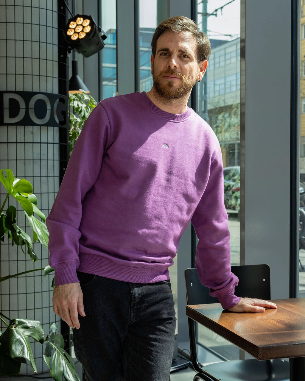 CORE CREWNECK / GRAPE appropriate for hiking Relaxed Fashion