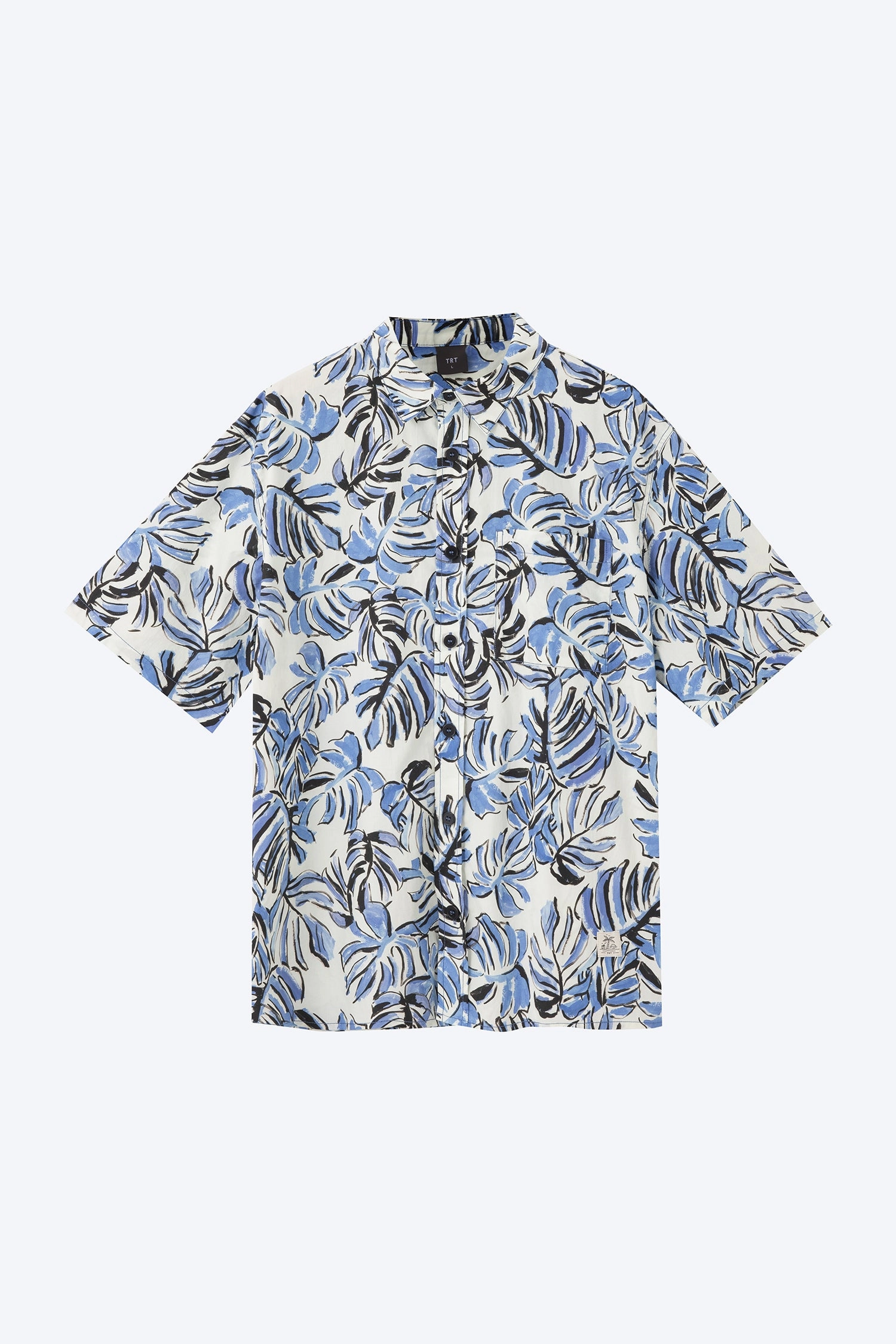 Effortless Layer Chilly Day Comfort Short Sleeve Vacay Shirt - Navy Floral [AT]
