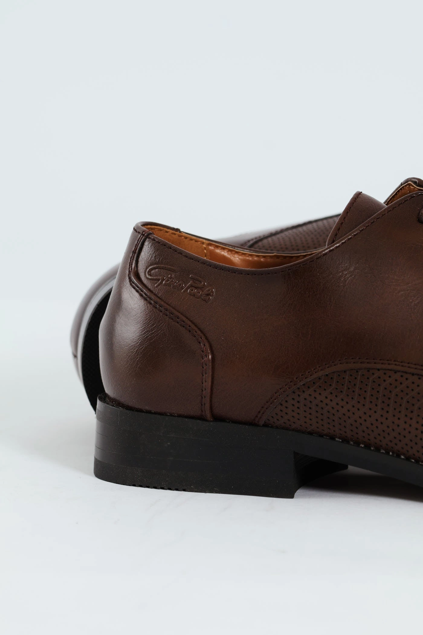 Cushioned heel Toe Cap & Pin Punch Detail Derby Shoe - Brown